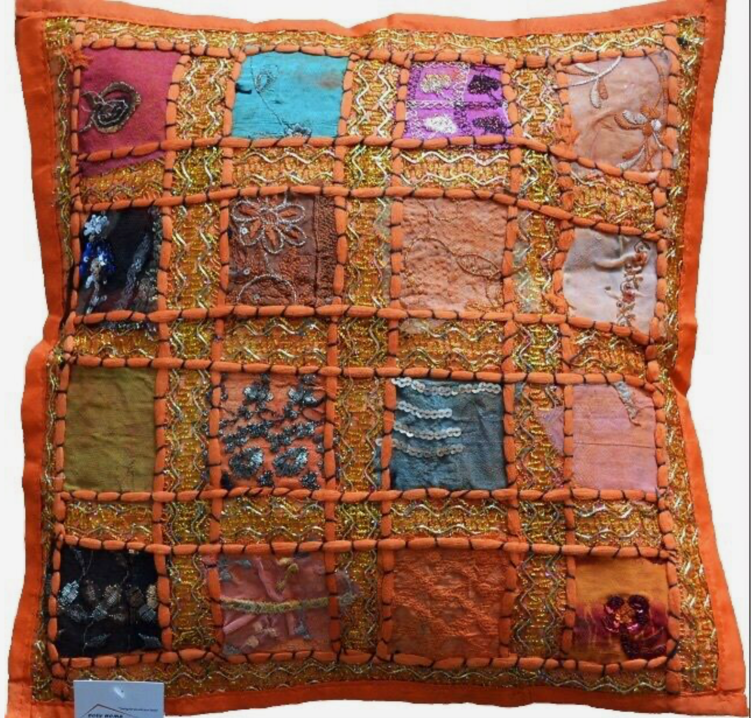 16 Recycled Sari Cushion Cover 40cm Indian Moroccan Yellow by Designs 16 Recycled Sari Cushion Cover 40cm Indian Moroccan Yellow by Designs